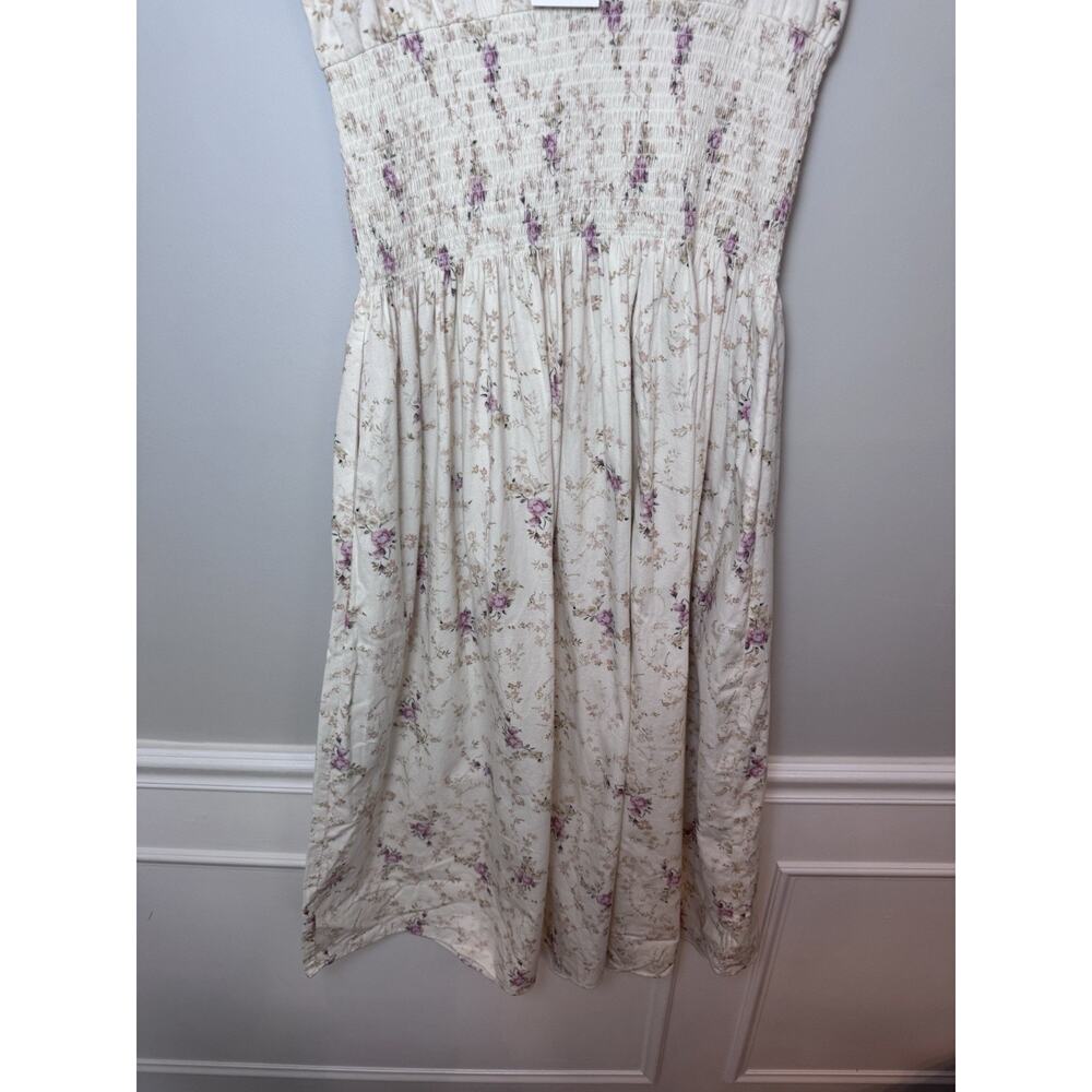LoveShackFancy Cream Floral Midi Dress with Pink Bouquet Print - Picture 10 of 16